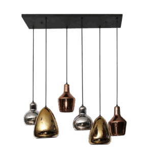 Hanglamp 3+3 mix glass tricolore : Artic zwart Hanglamp 3+3 mix glass tricolore : Artic zwart