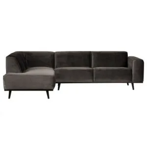 Statement Hoekbank Links Fluweel Taupe