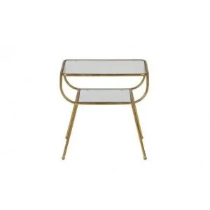 Amazing Bijzettafel Metaal/glas Antique Brass