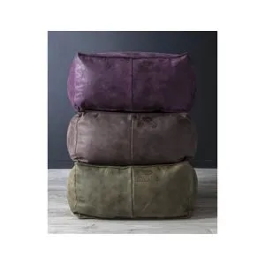 Hocker Remi Africa Leder Aubergine