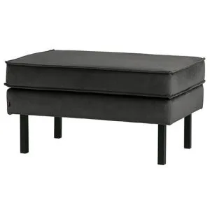 Rodeo Hocker Op Poten Velvet Antraciet