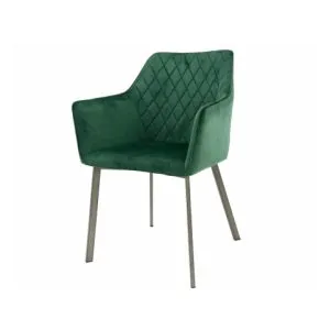 Armstoel Diamond Stitch Velvet Groen