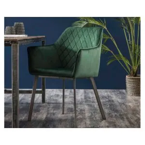 Armstoel Diamond Stitch Velvet Groen