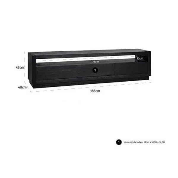 TV dressoir Oakura 3-laden (Black)