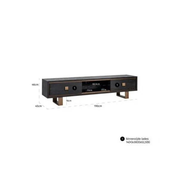 TV-dressoir Hunter 2-laden (Black rustic)