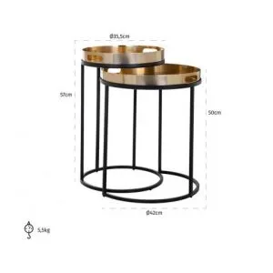 Bijzettafel Lewis set van 2 (Gold)