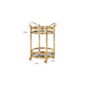 Trolley Hendricks rond goud met glas (Gold)