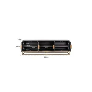 TV-dressoir Blackbone brass 4-deuren 200 (Black rustic)