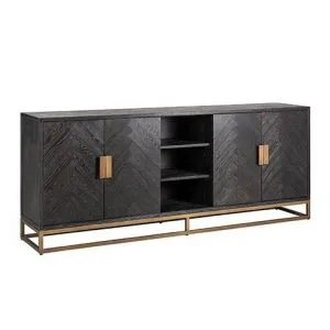 Dressoir Blackbone Brass 4-deuren + open vak (Black rustic)