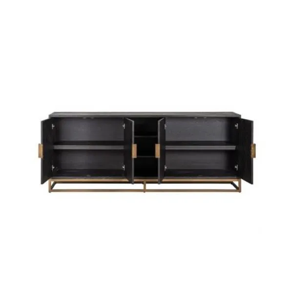 Dressoir Blackbone Brass 4-deuren + open vak (Black rustic)