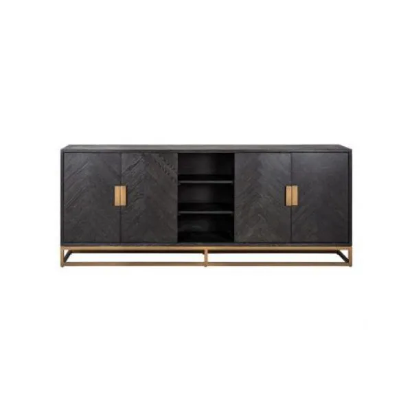 Dressoir Blackbone Brass 4-deuren + open vak (Black rustic)