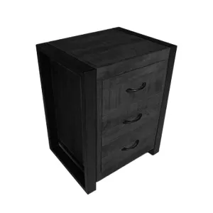 Nachtkastje Construction 3 Lades Zwart Mangohout