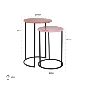 Bijzettafel Yoke roze set van 2 Pink