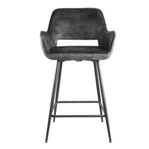 Barkruk Fal Velvet Antraciet