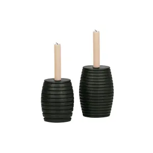Set V 2 - Zuri Kandelaren Hout Zwart