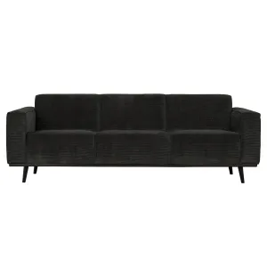Statement 3-zits Bank 230 Cm Brede Platte Rib Graphite