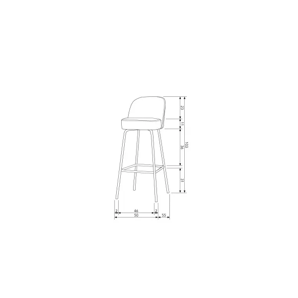 Vogue Barstoel 80cm Fluweel Bouquet Zwart