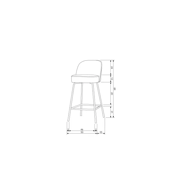Vogue Barstoel 65cm Leer Cognac