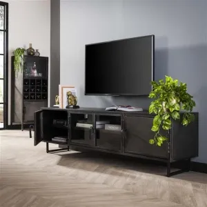 TV-meubel 180cm Rift metal / Gun metal