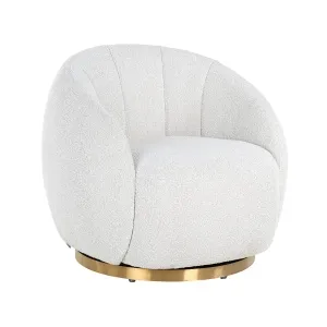 Draaifauteuil Jago White Bouclé / Brushed gold (Copenhagen 900 Bouclé White)