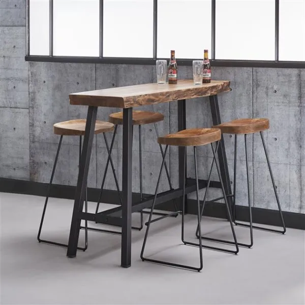 Barstoel houten zitting  / Massief acacia naturel