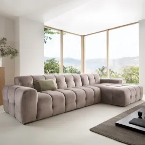Hoekbank Quatro Velvet Taupe Rechts