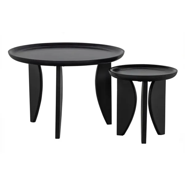 Set V 2 - High Heels Bijzettafels Mango Hout Glanzend Zwart