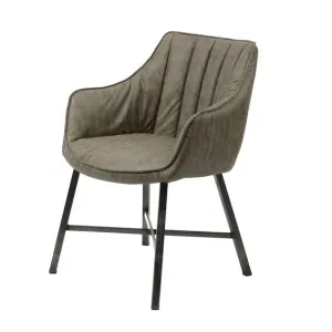 Eetkamerfauteuil striped stalen poten VPE 2 / Wax PU Taupe