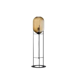 Vloerlamp Glamm S Amber Ribbel Glas