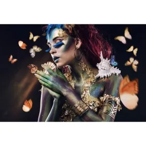 Glasschilderij Multicolor Butterfly Women 160x110 cm