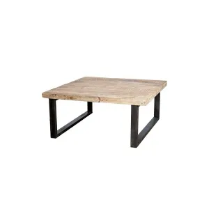 Salontafel Mango massief met metalen poot 100x100 - zwart