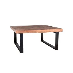 Salontafel Mango massief met metalen poot 100x100 - zwart