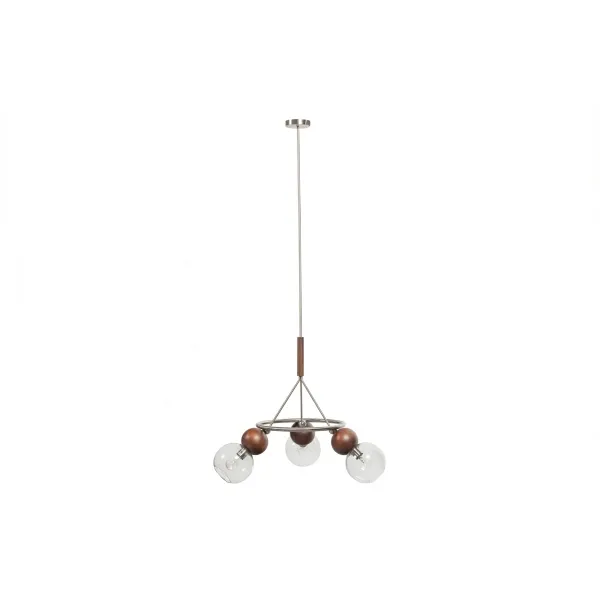 Babble Hanglamp 3 Bollen Glas Walnoot