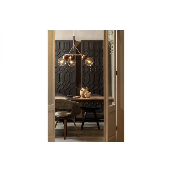 Babble Hanglamp 3 Bollen Glas Walnoot