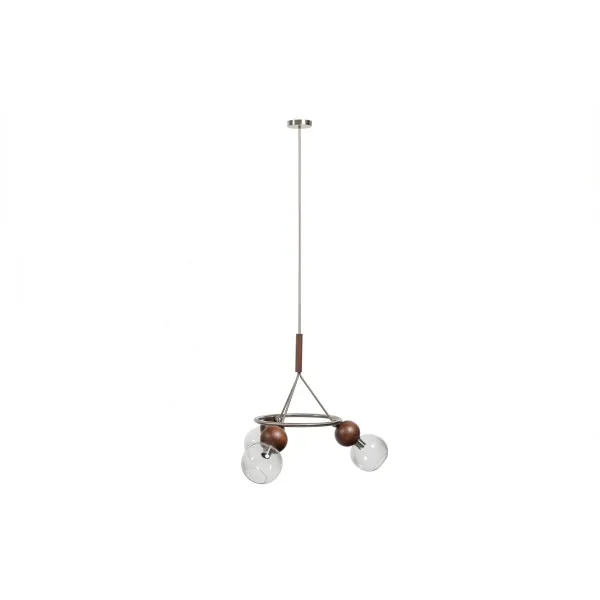 Babble Hanglamp 3 Bollen Glas Walnoot