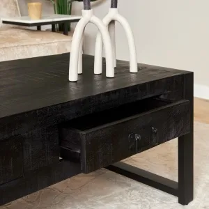 Salontafel Boaz Black met 2 lades | 120 cm