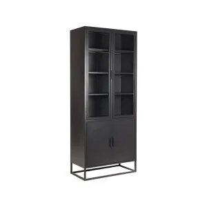Vitrinekast Level - Zwart - Metaal - 80x40x190 cm