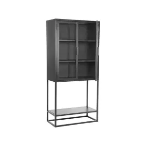 Vitrinekast Level - Zwart - Metaal - 70x35x150 cm