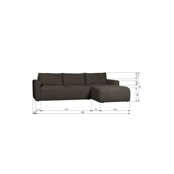 Bar Chaise Longue Geweven Stof Rechts Antraciet