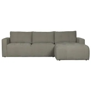 Bar Chaise Longue Geweven Stof Rechts Warm Grijs