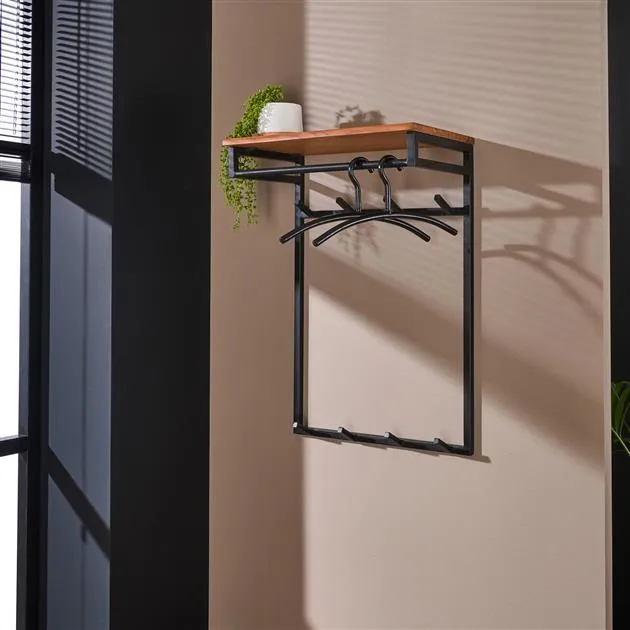 Kapstok custom hoog 2x4 haken / Massief acacia naturel