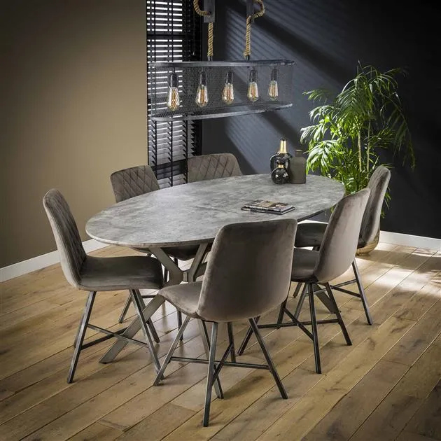 Eetkamertafel ovaal 200 / 3D betonlook grijs