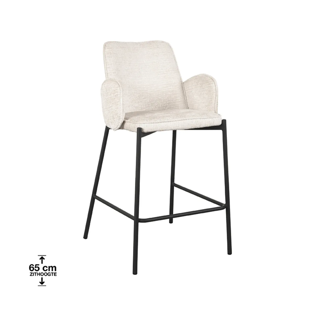 Set V 2 - Barkruk Joni - Crme - Fluweel - Zithoogte 65 cm