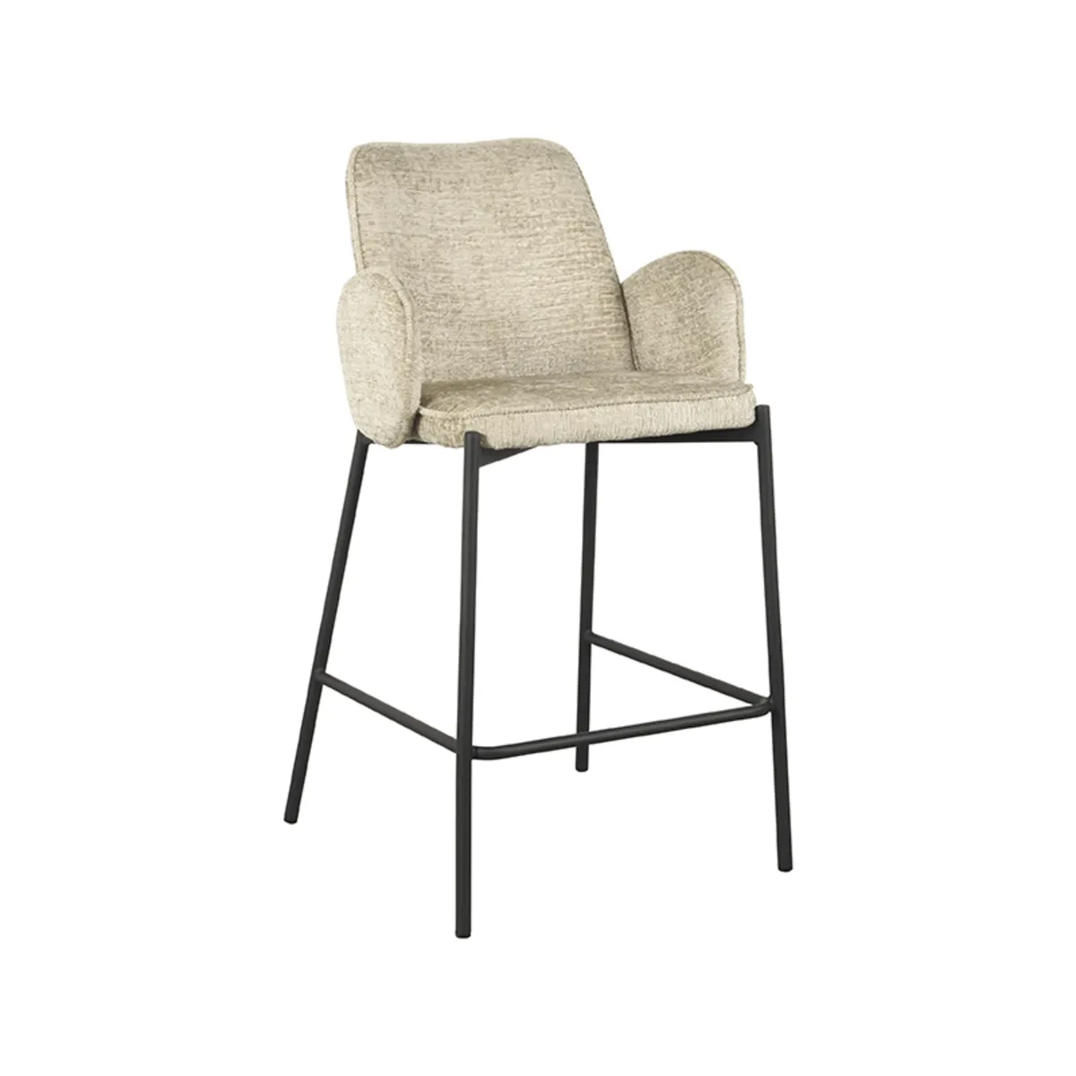 Set V 2 - Barkruk Joni - Beige - Fluweel - Zithoogte 65 cm