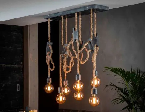 Showroommodel Hanglamp 7L touw 3+4 / Grijs, zelf afhalen