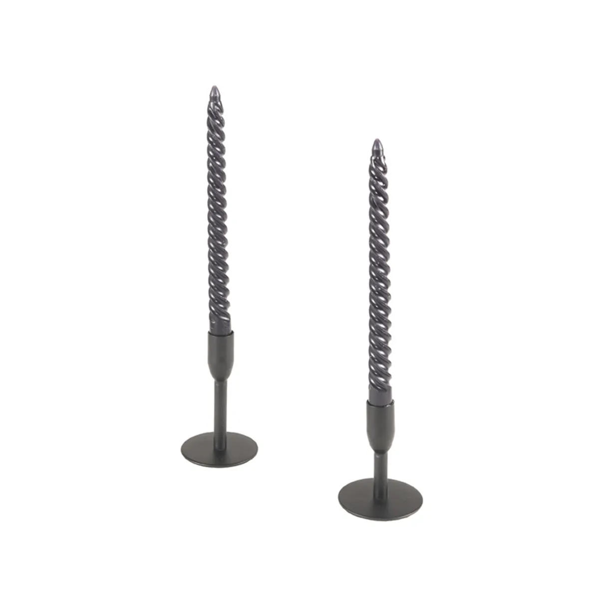 Set Kandelaars 8x8x13 cm - Zwart - Metaal