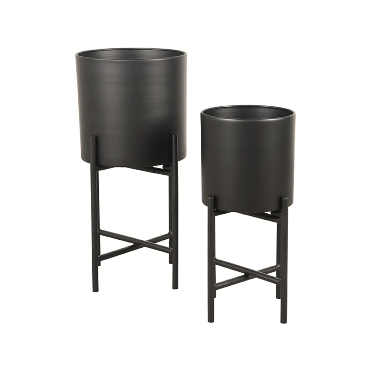 Set Plantenstandaards 23x23x50 cm - Zwart - Metaal