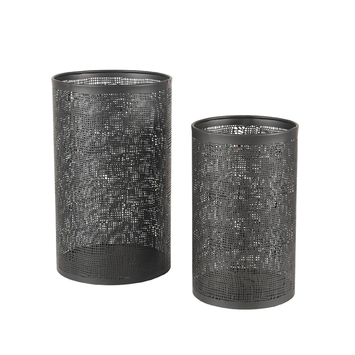 Set Kaarsenhouders L 18x18x30 cm - Zwart - Metaal