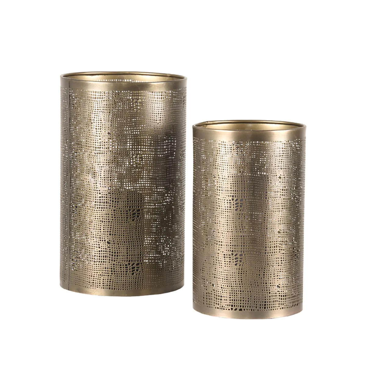 Set Kaarsenhouders L 18x18x30 cm - Antiek goud - Metaal