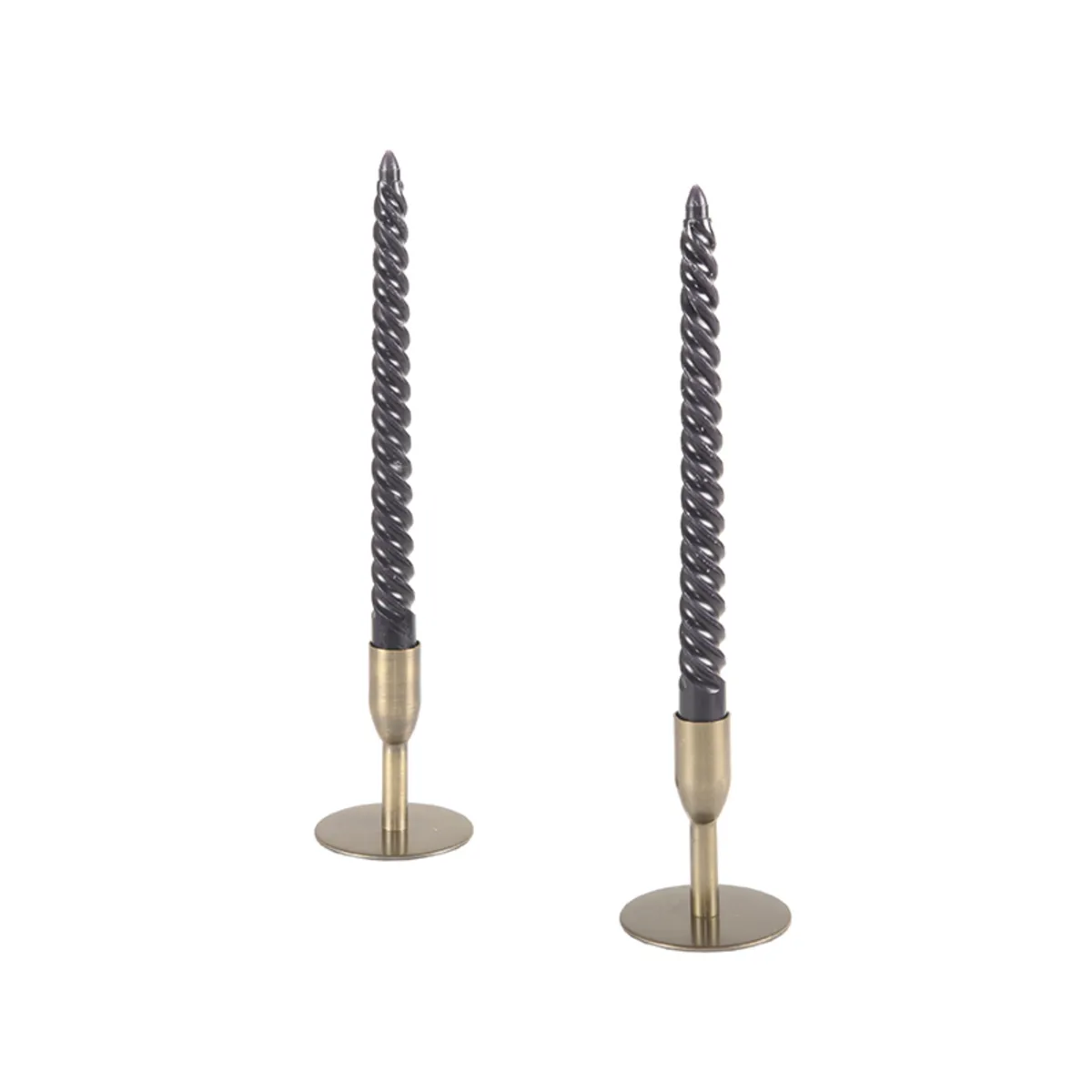 Set Kandelaars 8x8x13 cm - Antiek goud - Metaal